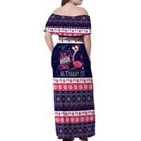 Flamingo I Am The Reason Santa Has A Naughty Christmas Off Shoulder Maxi Dress Xmas Holiday Patterns - Wonder Print Shop