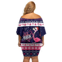 Flamingo I Am The Reason Santa Has A Naughty Christmas Off Shoulder Short Dress Xmas Holiday Patterns - Wonder Print Shop