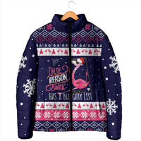 Flamingo I Am The Reason Santa Has A Naughty Christmas Padded Jacket Xmas Holiday Patterns - Wonder Print Shop