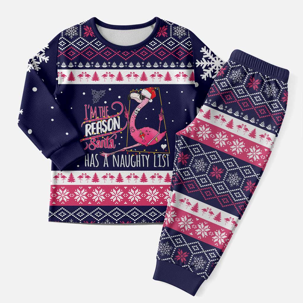 Flamingo I Am The Reason Santa Has A Naughty Christmas Pajama Set Xmas Holiday Patterns - Wonder Print Shop