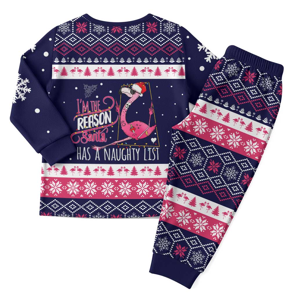 Flamingo I Am The Reason Santa Has A Naughty Christmas Pajama Set Xmas Holiday Patterns - Wonder Print Shop