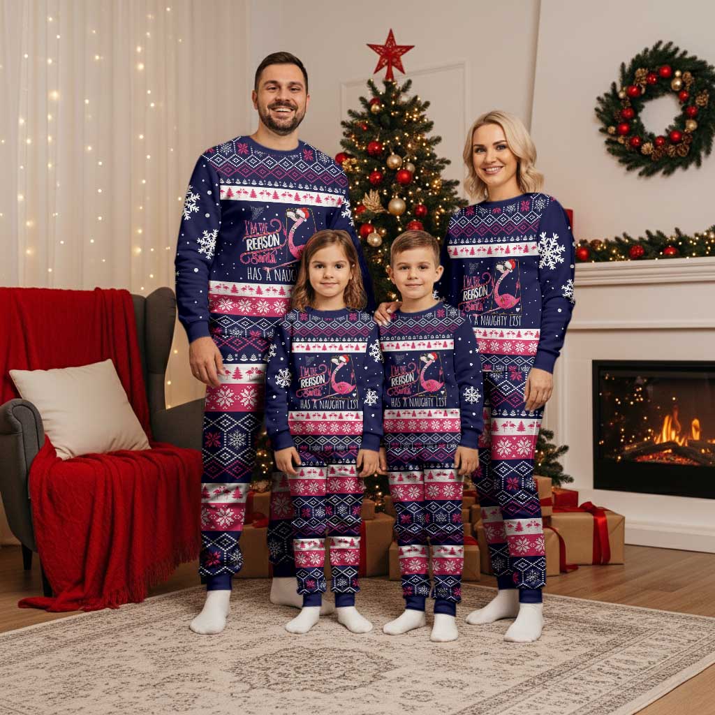 Flamingo I Am The Reason Santa Has A Naughty Christmas Pajama Set Xmas Holiday Patterns - Wonder Print Shop