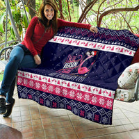 Flamingo I Am The Reason Santa Has A Naughty Christmas Quilt Xmas Holiday Patterns - Wonder Print Shop