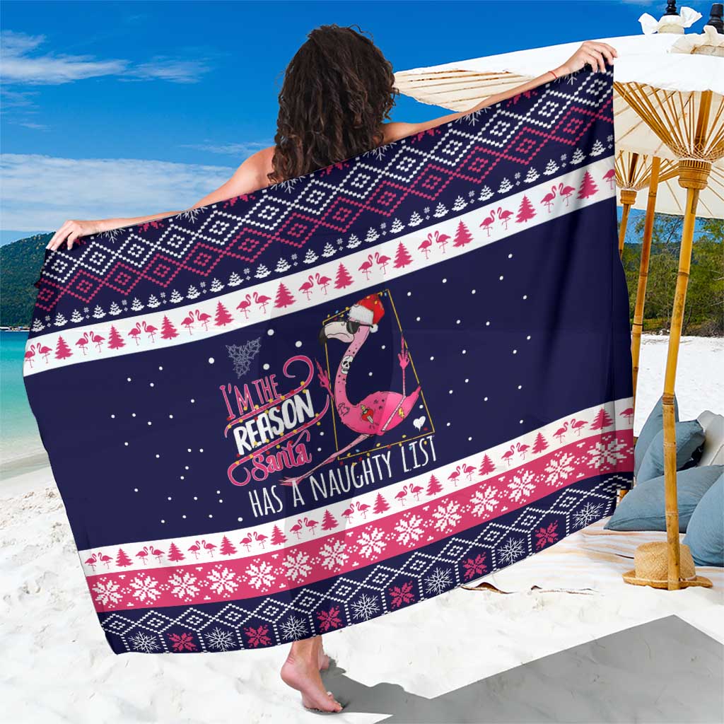 Flamingo I Am The Reason Santa Has A Naughty Christmas Sarong Xmas Holiday Patterns - Wonder Print Shop
