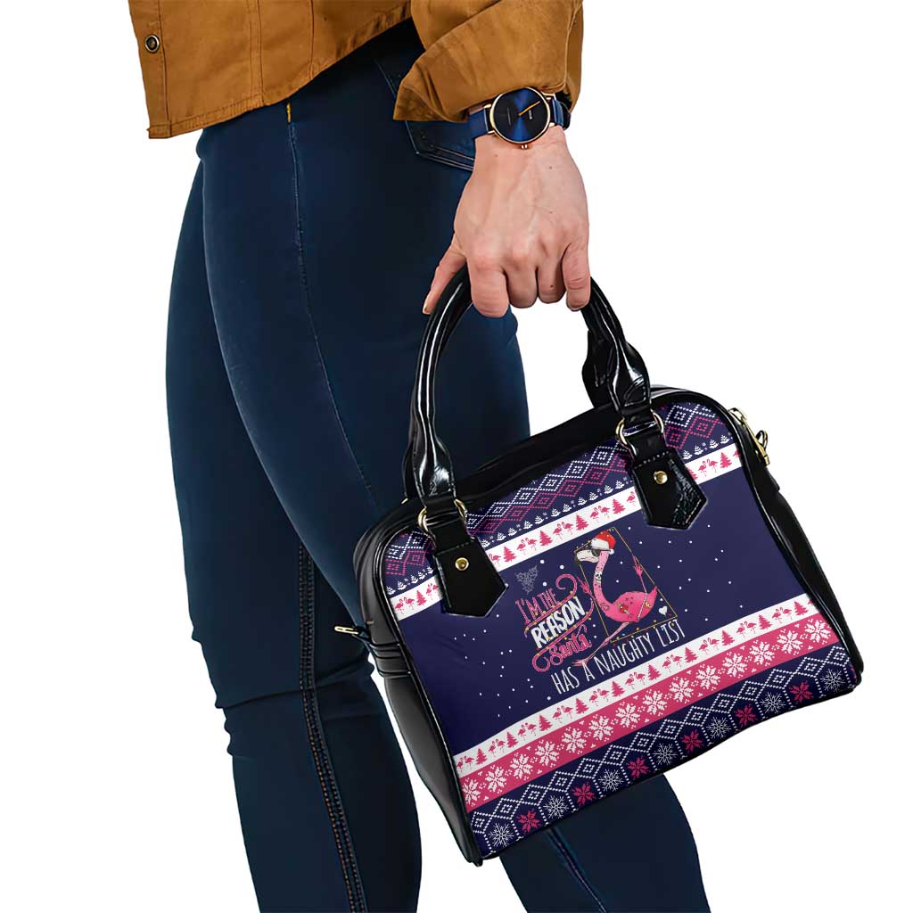 Flamingo I Am The Reason Santa Has A Naughty Christmas Shoulder Handbag Xmas Holiday Patterns - Wonder Print Shop