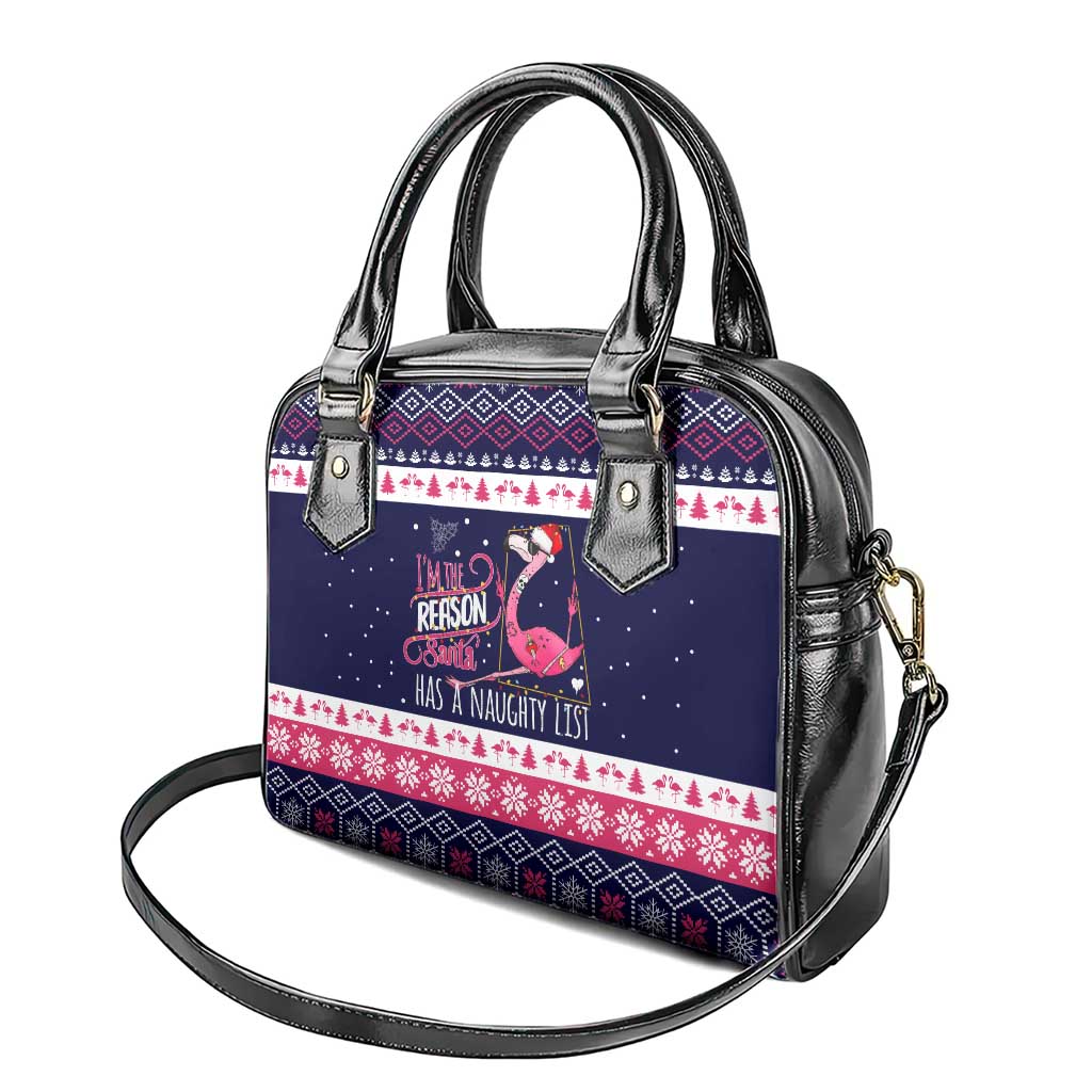 Flamingo I Am The Reason Santa Has A Naughty Christmas Shoulder Handbag Xmas Holiday Patterns - Wonder Print Shop