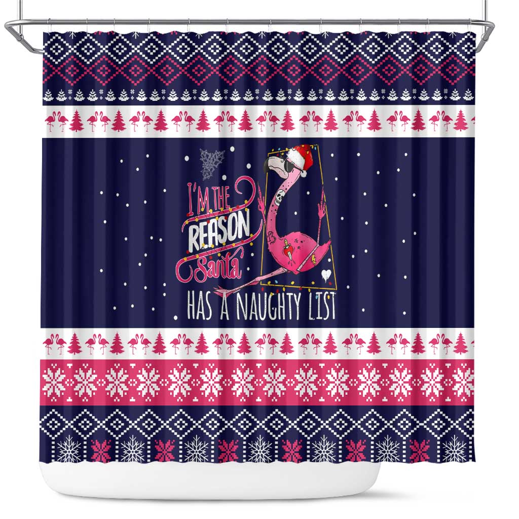 Flamingo I Am The Reason Santa Has A Naughty Christmas Shower Curtain Xmas Holiday Patterns - Wonder Print Shop