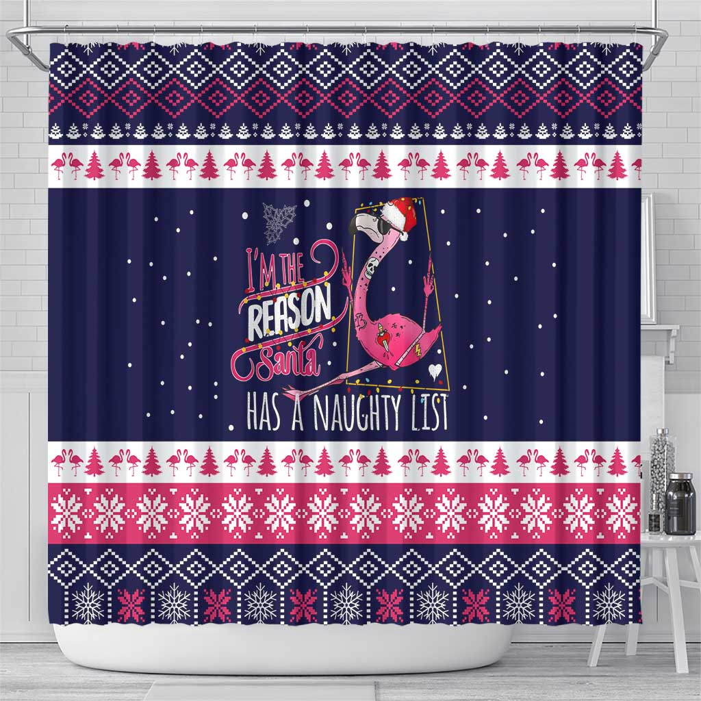 Flamingo I Am The Reason Santa Has A Naughty Christmas Shower Curtain Xmas Holiday Patterns - Wonder Print Shop