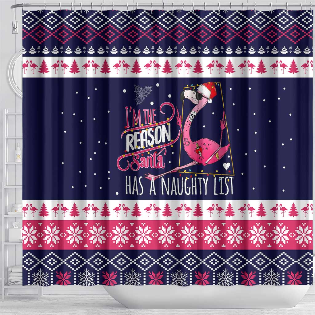 Flamingo I Am The Reason Santa Has A Naughty Christmas Shower Curtain Xmas Holiday Patterns - Wonder Print Shop