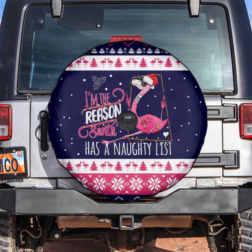 Flamingo I Am The Reason Santa Has A Naughty Christmas Spare Tire Cover Xmas Holiday Patterns - Wonder Print Shop