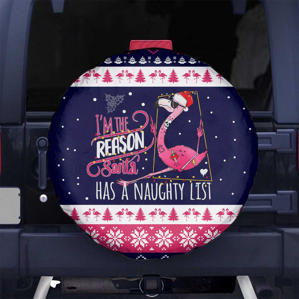 Flamingo I Am The Reason Santa Has A Naughty Christmas Spare Tire Cover Xmas Holiday Patterns - Wonder Print Shop