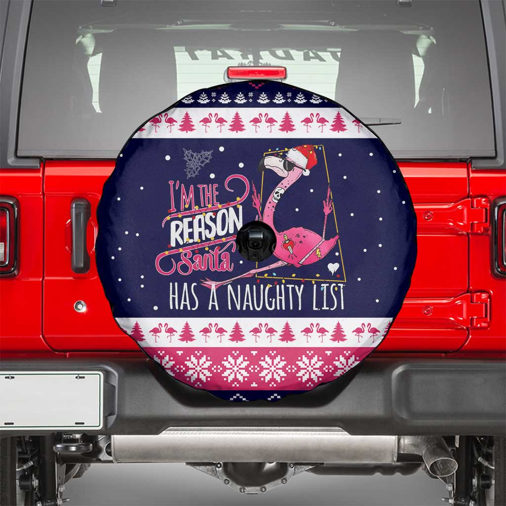 Flamingo I Am The Reason Santa Has A Naughty Christmas Spare Tire Cover Xmas Holiday Patterns - Wonder Print Shop