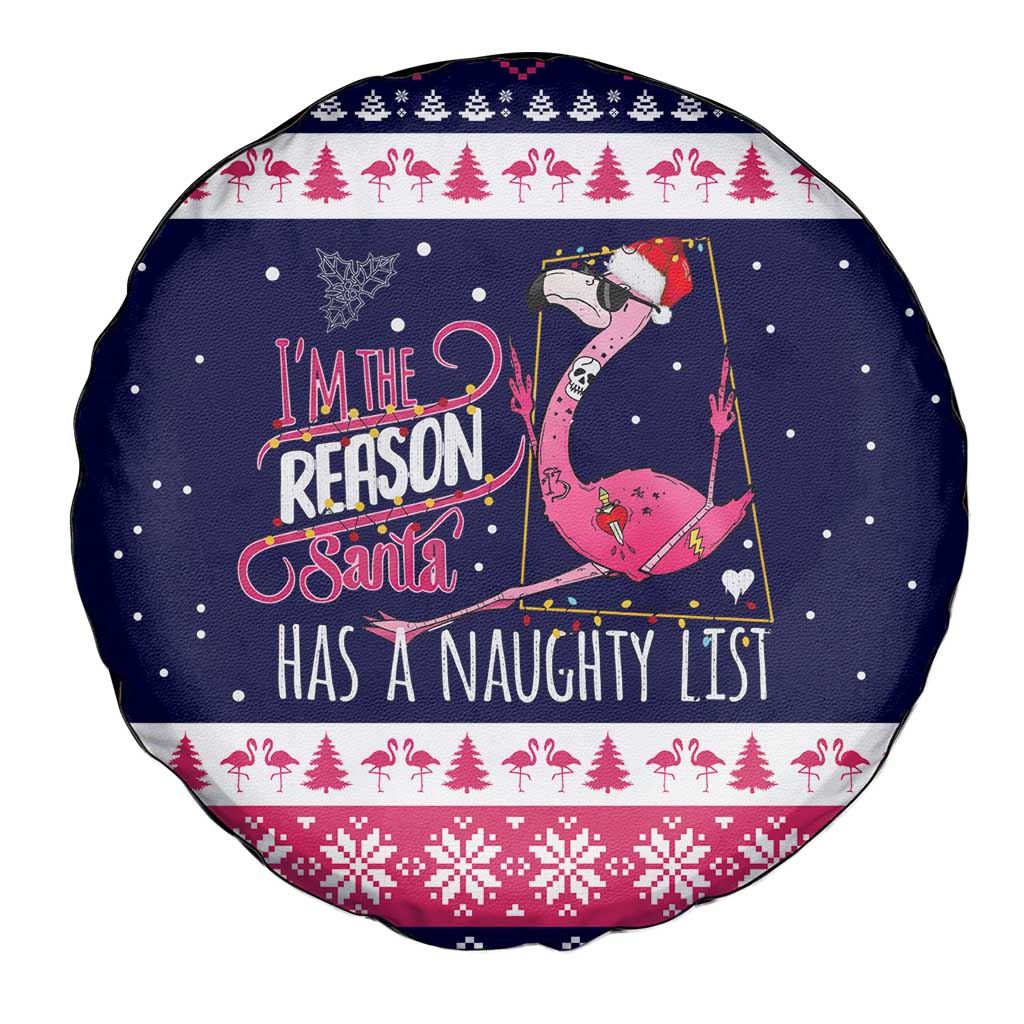 Flamingo I Am The Reason Santa Has A Naughty Christmas Spare Tire Cover Xmas Holiday Patterns - Wonder Print Shop