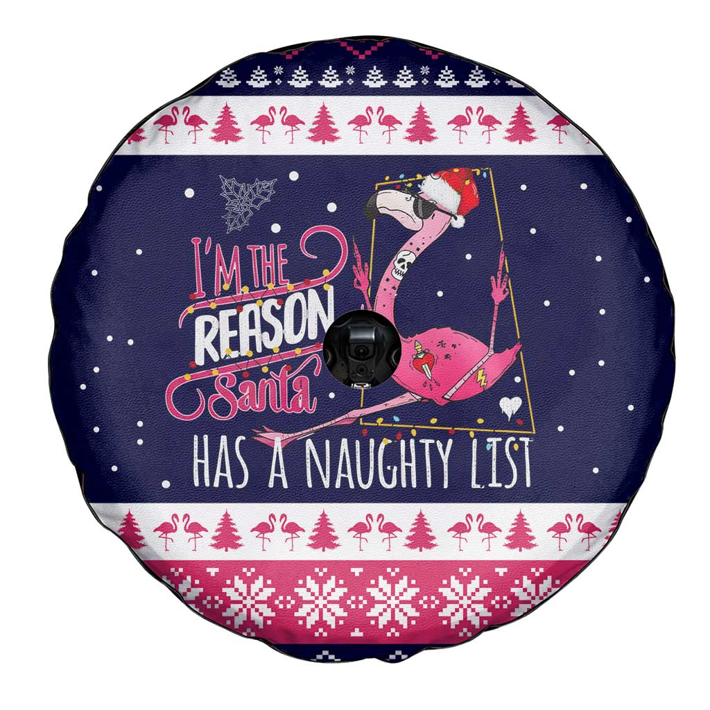 Flamingo I Am The Reason Santa Has A Naughty Christmas Spare Tire Cover Xmas Holiday Patterns - Wonder Print Shop