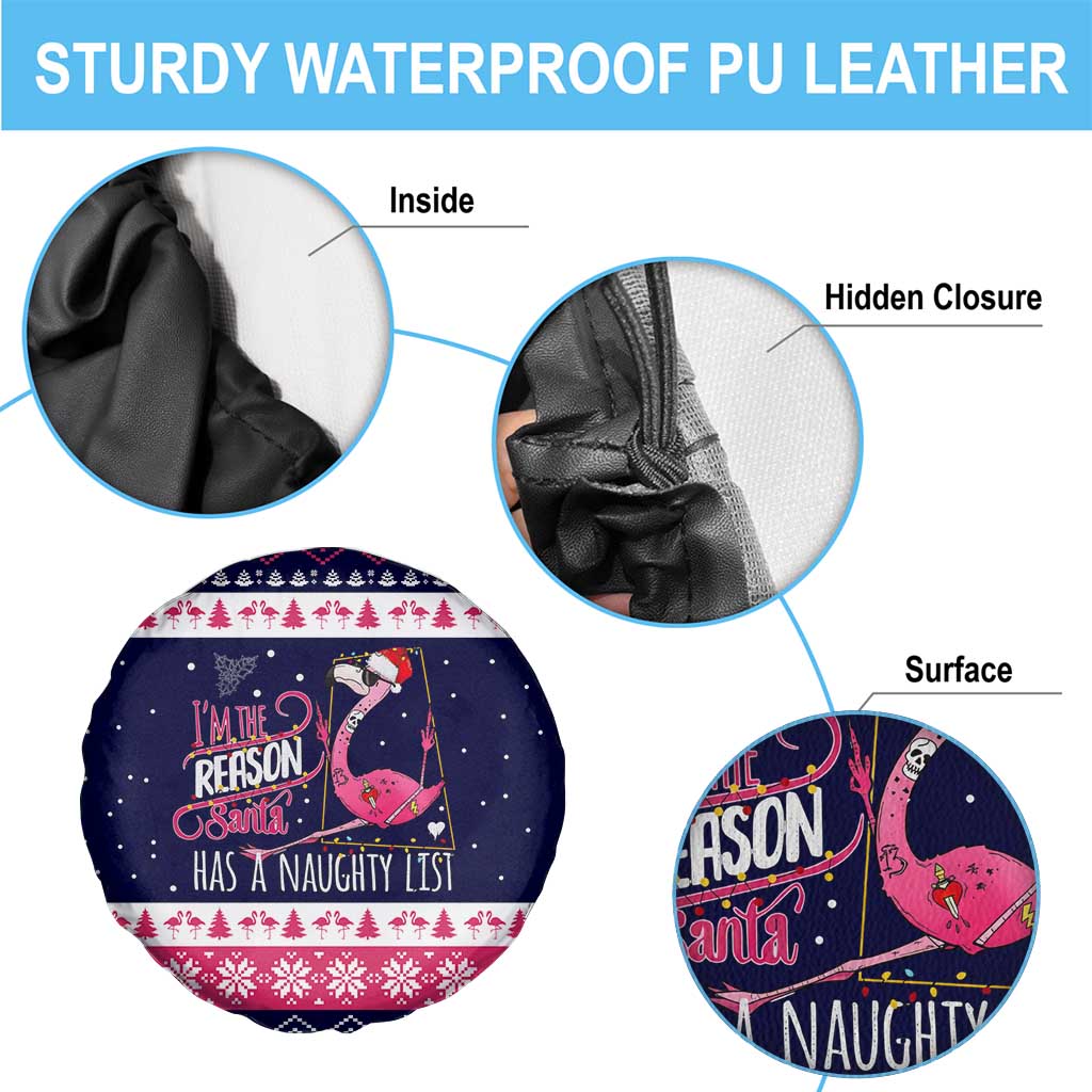 Flamingo I Am The Reason Santa Has A Naughty Christmas Spare Tire Cover Xmas Holiday Patterns - Wonder Print Shop