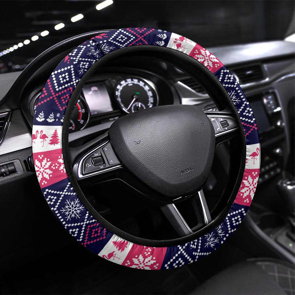 Flamingo I Am The Reason Santa Has A Naughty Christmas Steering Wheel Cover Xmas Holiday Patterns - Wonder Print Shop