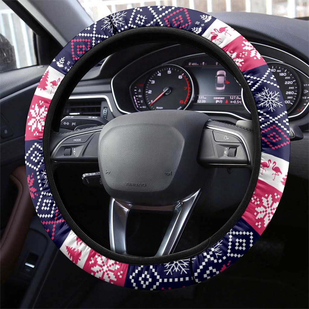 Flamingo I Am The Reason Santa Has A Naughty Christmas Steering Wheel Cover Xmas Holiday Patterns - Wonder Print Shop