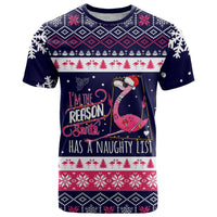 Flamingo I Am The Reason Santa Has A Naughty Christmas T Shirt Xmas Holiday Patterns - Wonder Print Shop