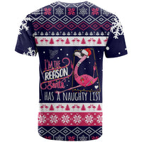 Flamingo I Am The Reason Santa Has A Naughty Christmas T Shirt Xmas Holiday Patterns - Wonder Print Shop