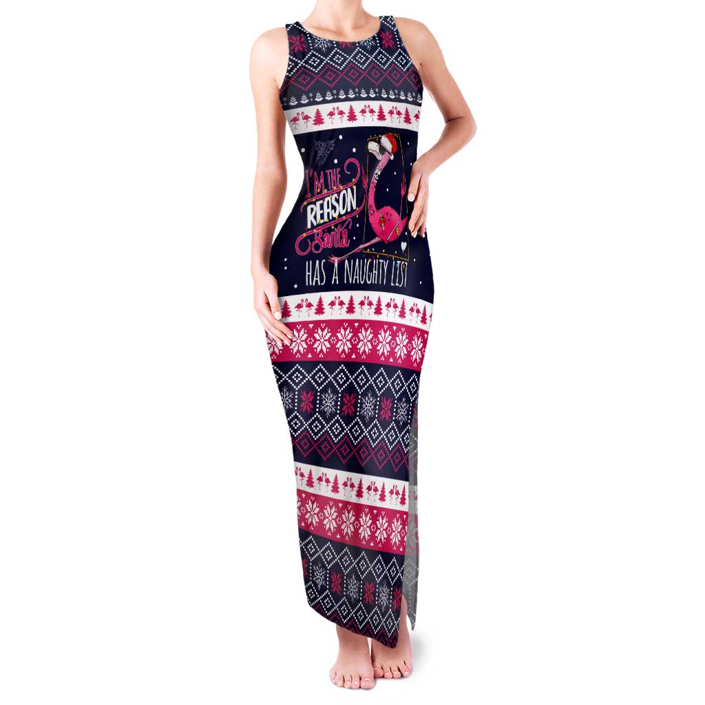 Flamingo I Am The Reason Santa Has A Naughty Christmas Tank Maxi Dress Xmas Holiday Patterns - Wonder Print Shop