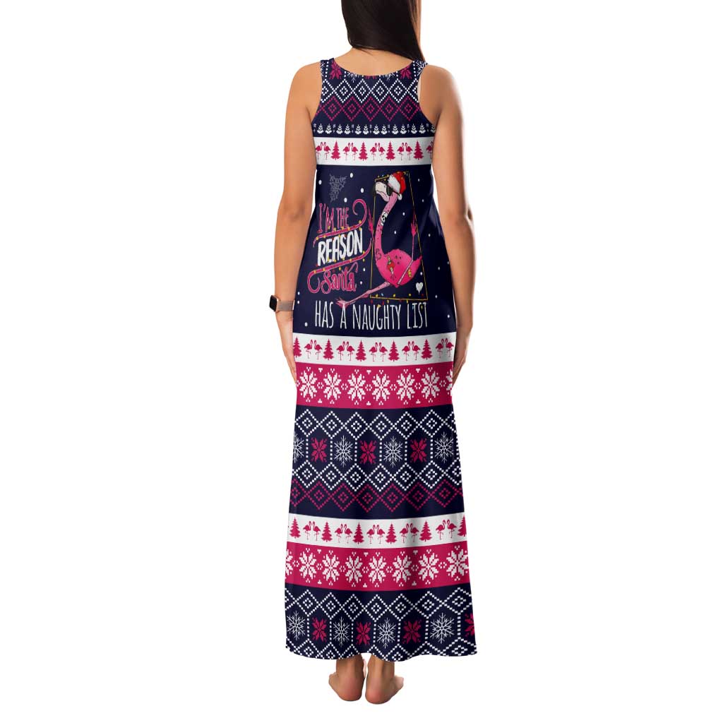 Flamingo I Am The Reason Santa Has A Naughty Christmas Tank Maxi Dress Xmas Holiday Patterns - Wonder Print Shop