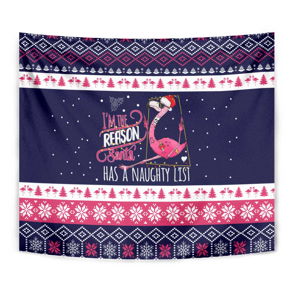 Flamingo I Am The Reason Santa Has A Naughty Christmas Tapestry Xmas Holiday Patterns - Wonder Print Shop