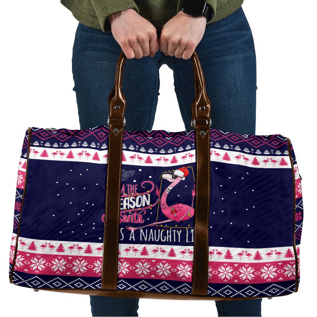 Flamingo I Am The Reason Santa Has A Naughty Christmas Travel Bag Xmas Holiday Patterns - Wonder Print Shop