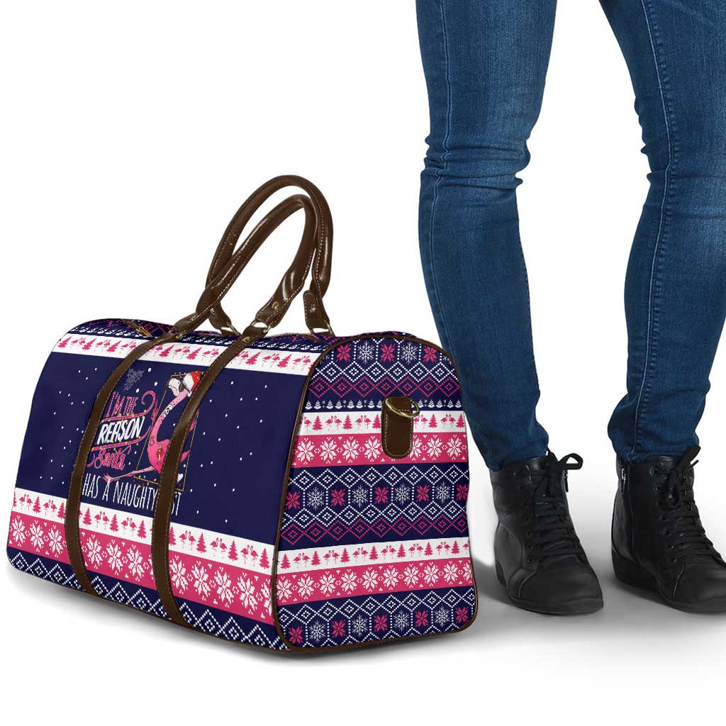 Flamingo I Am The Reason Santa Has A Naughty Christmas Travel Bag Xmas Holiday Patterns - Wonder Print Shop