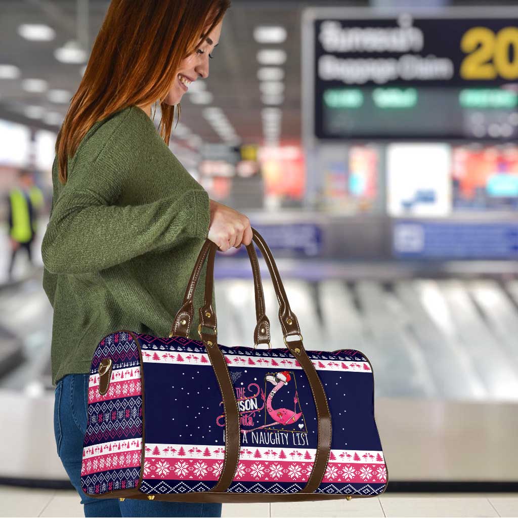 Flamingo I Am The Reason Santa Has A Naughty Christmas Travel Bag Xmas Holiday Patterns - Wonder Print Shop