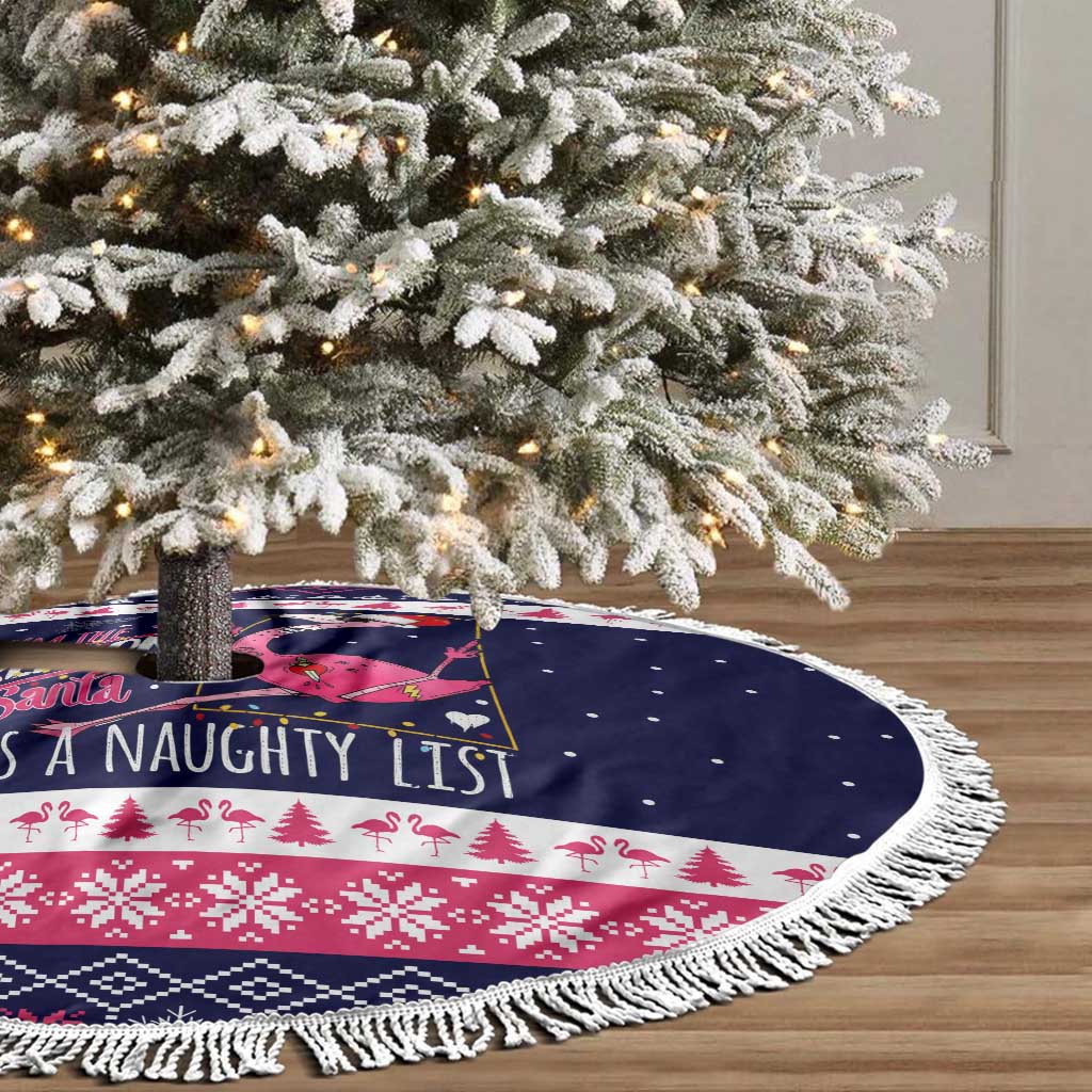 Flamingo I Am The Reason Santa Has A Naughty Christmas Tree Skirt Xmas Holiday Patterns - Wonder Print Shop