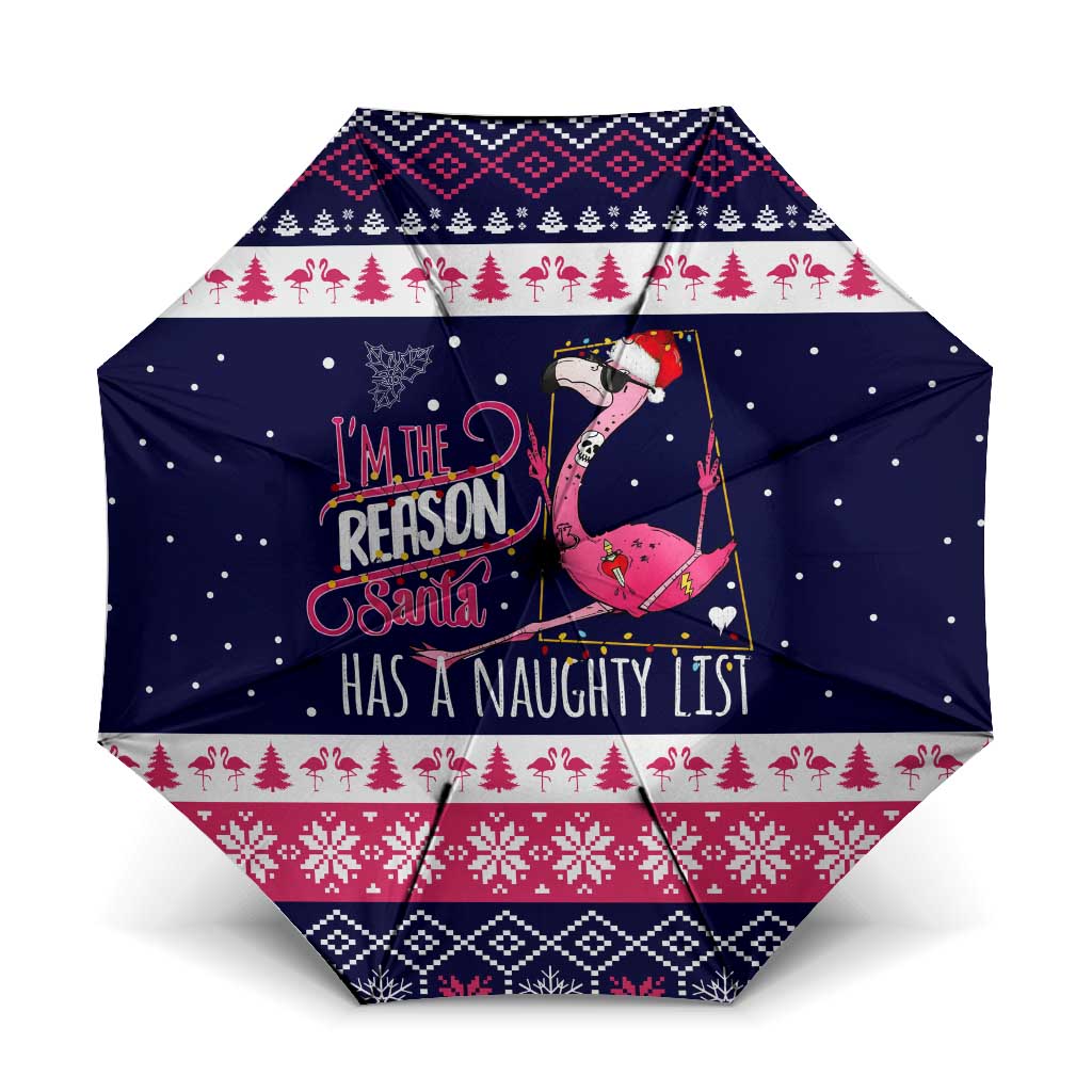 Flamingo I Am The Reason Santa Has A Naughty Christmas Umbrella Xmas Holiday Patterns - Wonder Print Shop