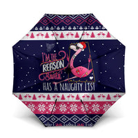 Flamingo I Am The Reason Santa Has A Naughty Christmas Umbrella Xmas Holiday Patterns - Wonder Print Shop