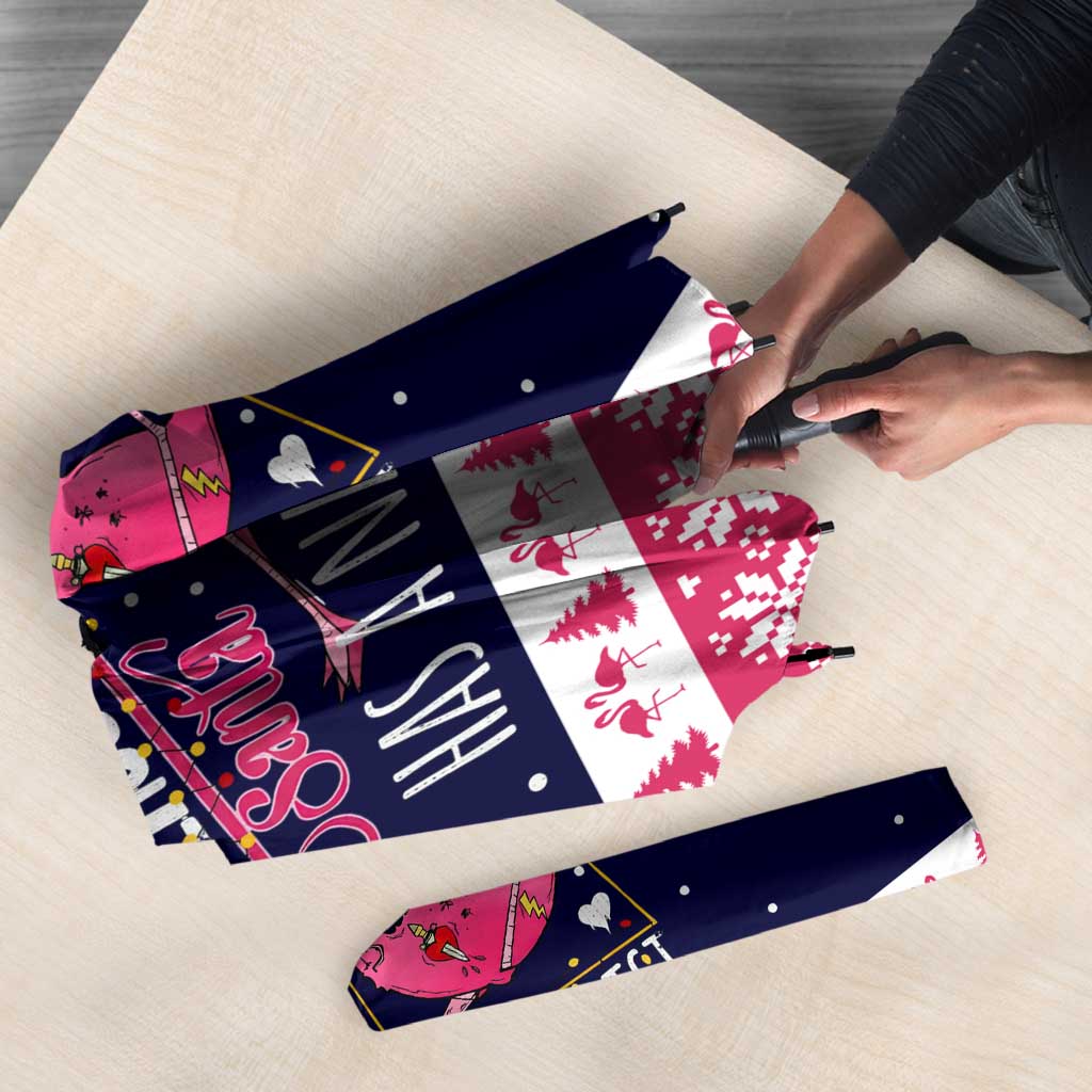 Flamingo I Am The Reason Santa Has A Naughty Christmas Umbrella Xmas Holiday Patterns - Wonder Print Shop