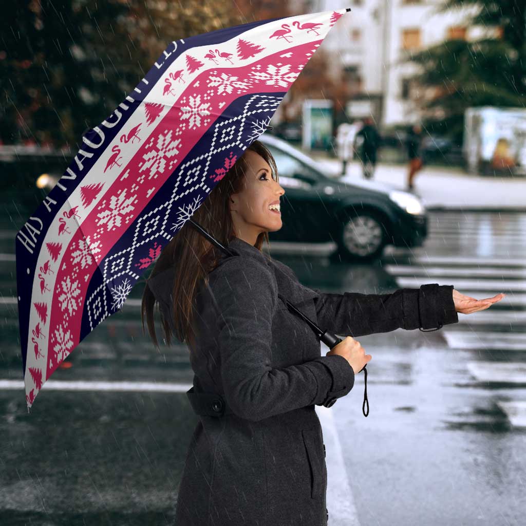 Flamingo I Am The Reason Santa Has A Naughty Christmas Umbrella Xmas Holiday Patterns - Wonder Print Shop