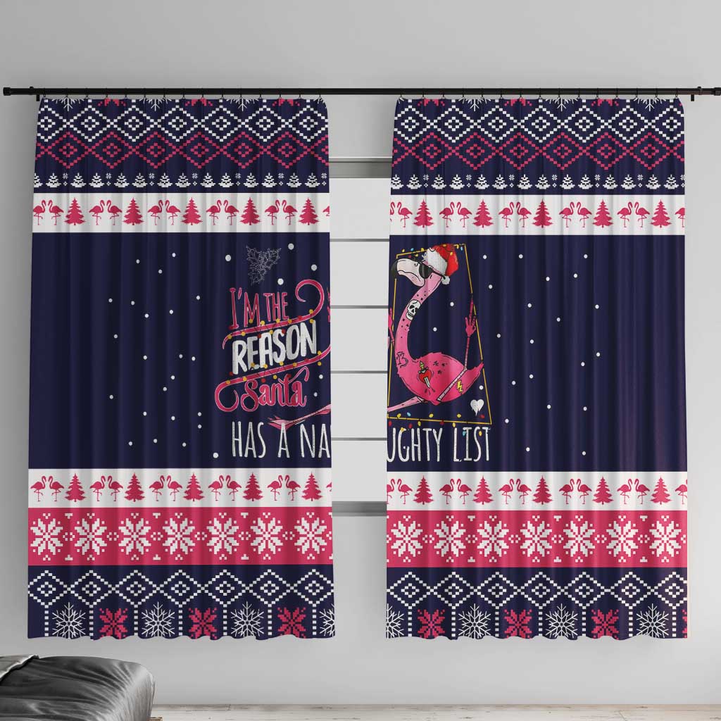 Flamingo I Am The Reason Santa Has A Naughty Christmas Window Curtain Xmas Holiday Patterns - Wonder Print Shop