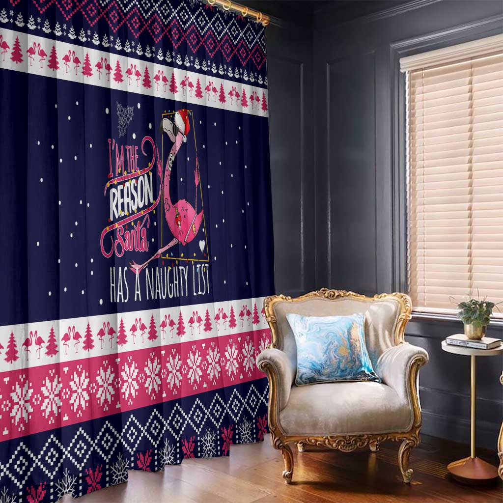 Flamingo I Am The Reason Santa Has A Naughty Christmas Window Curtain Xmas Holiday Patterns - Wonder Print Shop