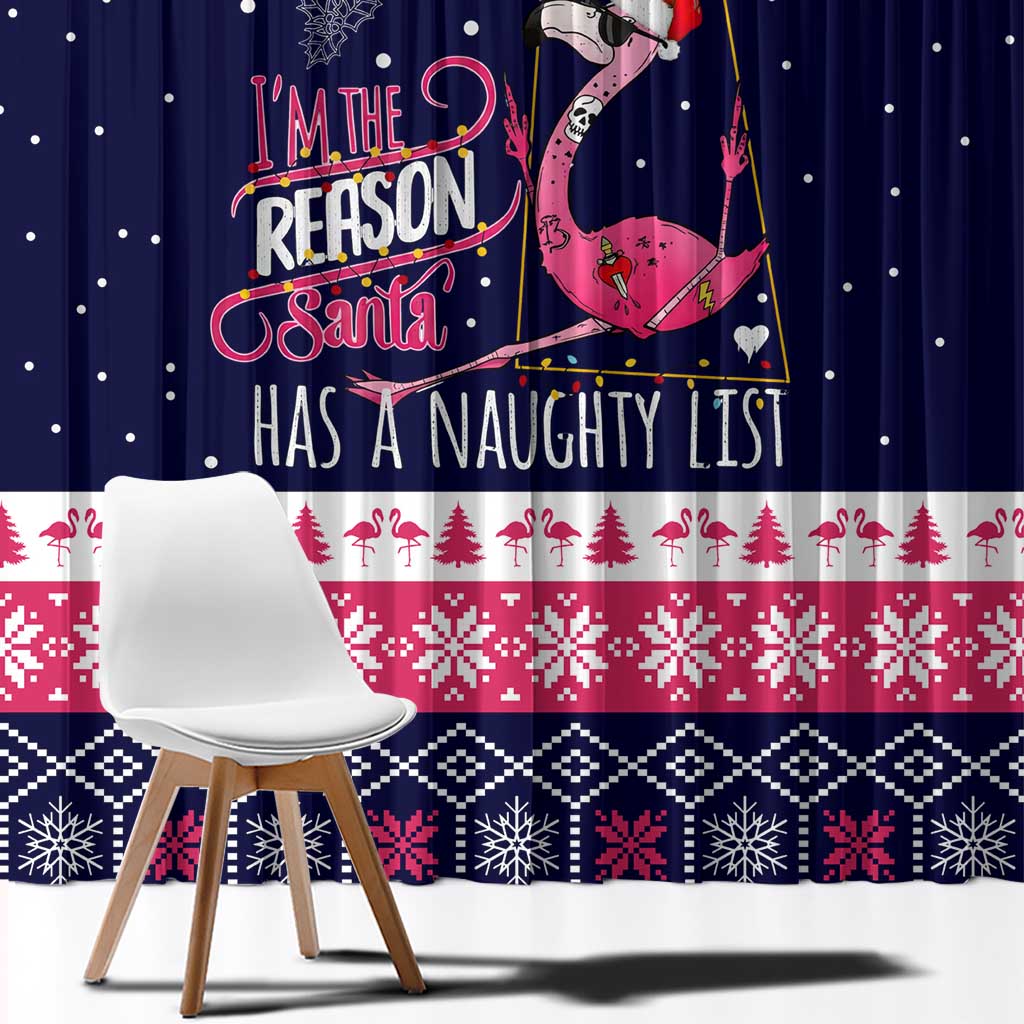 Flamingo I Am The Reason Santa Has A Naughty Christmas Window Curtain Xmas Holiday Patterns - Wonder Print Shop