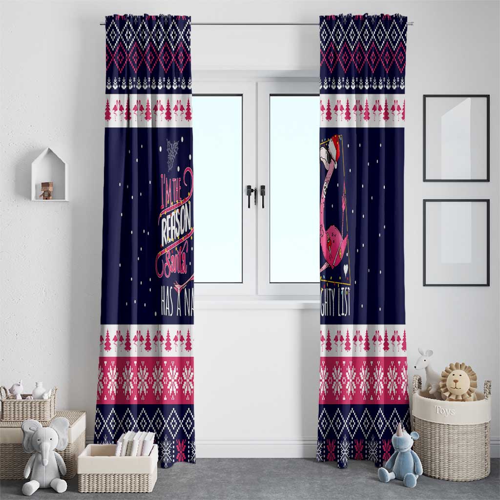 Flamingo I Am The Reason Santa Has A Naughty Christmas Window Curtain Xmas Holiday Patterns - Wonder Print Shop