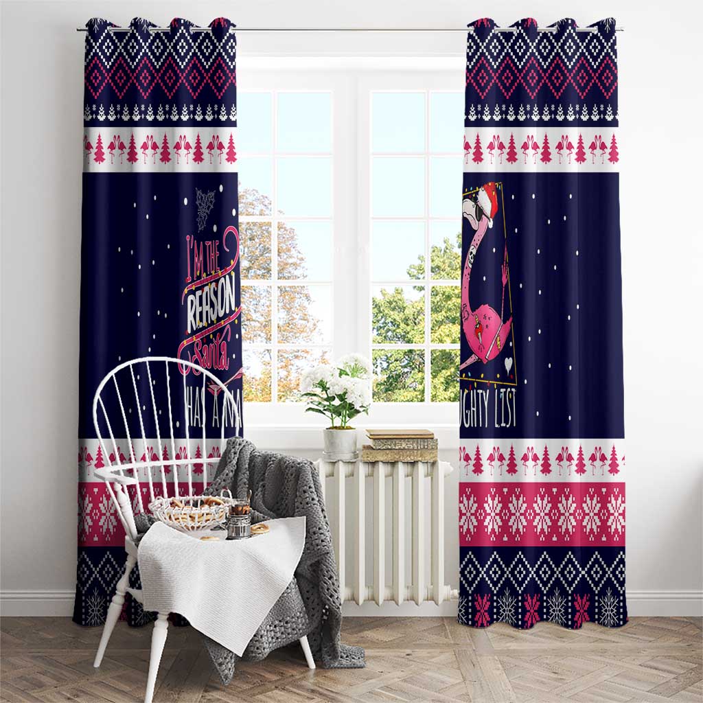 Flamingo I Am The Reason Santa Has A Naughty Christmas Window Curtain Xmas Holiday Patterns - Wonder Print Shop