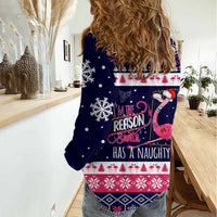 Flamingo I Am The Reason Santa Has A Naughty Christmas Women Casual Shirt Xmas Holiday Patterns - Wonder Print Shop