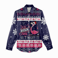 Flamingo I Am The Reason Santa Has A Naughty Christmas Women Casual Shirt Xmas Holiday Patterns - Wonder Print Shop