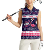 Flamingo I Am The Reason Santa Has A Naughty Christmas Women Sleeveless Polo Shirt Xmas Holiday Patterns - Wonder Print Shop