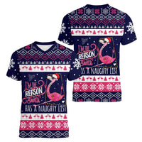 Flamingo I Am The Reason Santa Has A Naughty Christmas Women V-Neck T-Shirt Xmas Holiday Patterns - Wonder Print Shop