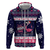 Flamingo I Am The Reason Santa Has A Naughty Christmas Zip Hoodie Xmas Holiday Patterns - Wonder Print Shop