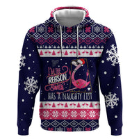 Flamingo I Am The Reason Santa Has A Naughty Christmas Zip Hoodie Xmas Holiday Patterns - Wonder Print Shop