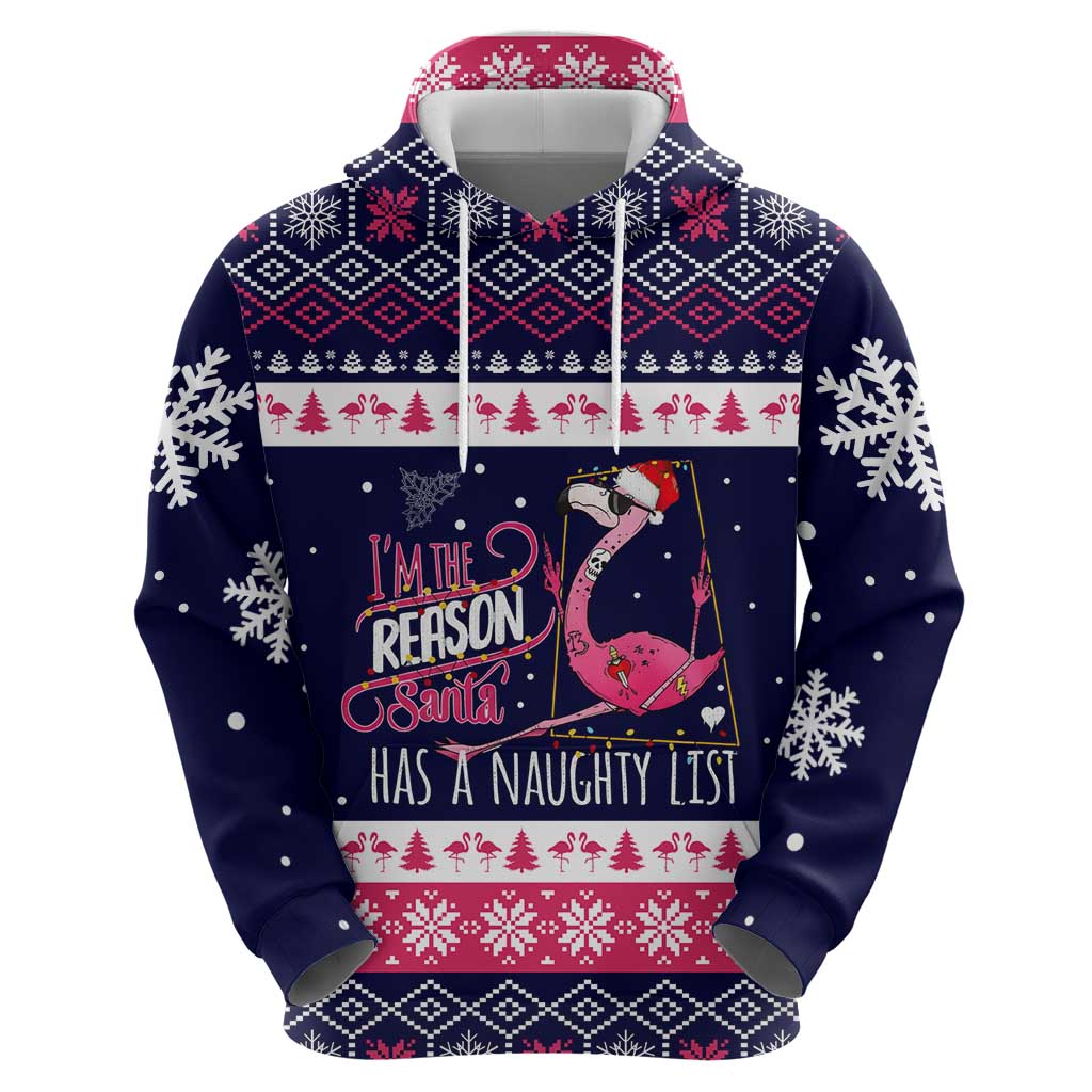 Flamingo I Am The Reason Santa Has A Naughty Christmas Zip Hoodie Xmas Holiday Patterns - Wonder Print Shop