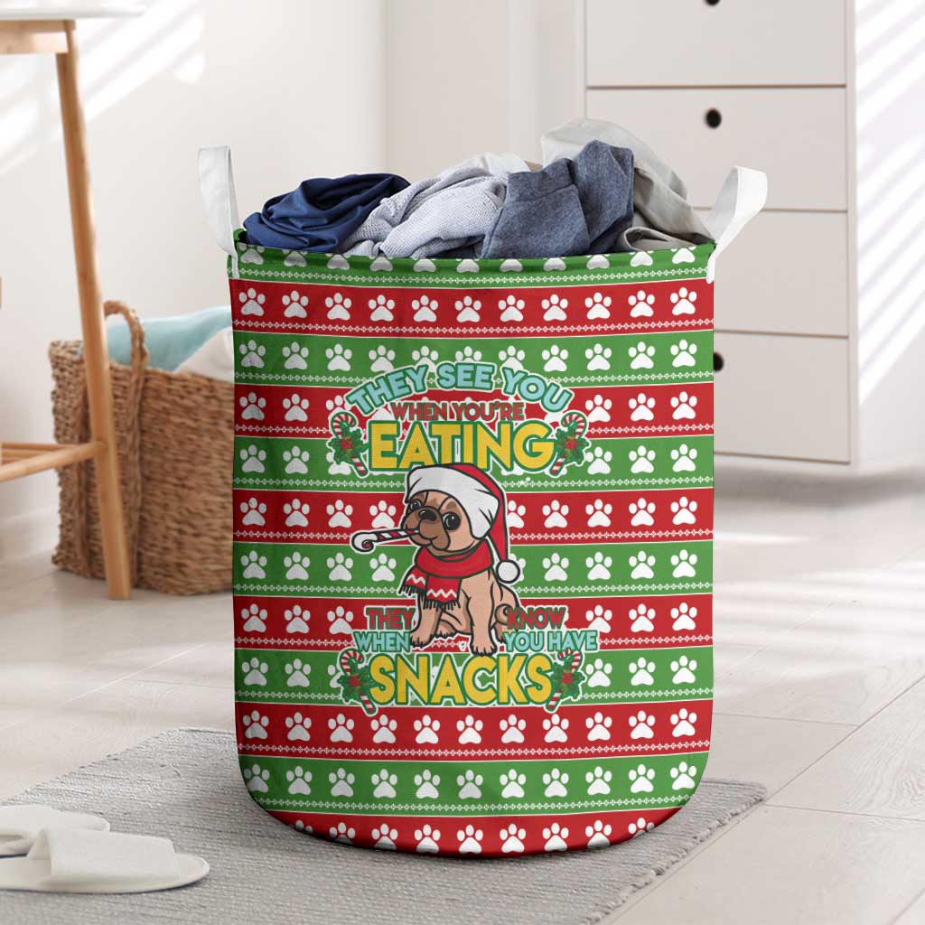 French Bulldog See You Eating Snacks Christmas Laundry Basket Xmas Holiday Patterns - Wonder Print Shop
