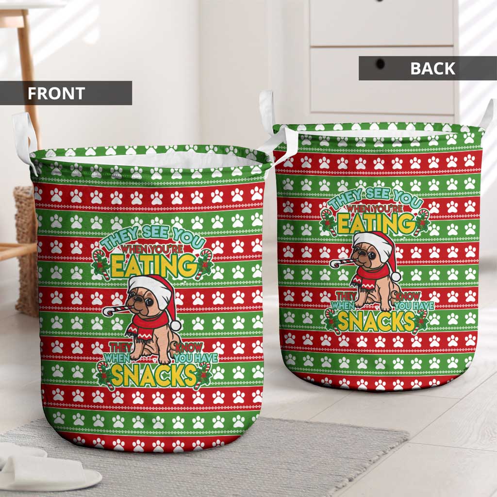French Bulldog See You Eating Snacks Christmas Laundry Basket Xmas Holiday Patterns - Wonder Print Shop