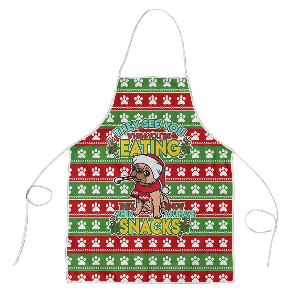 French Bulldog See You Eating Snacks Christmas Apron Xmas Holiday Patterns - Wonder Print Shop