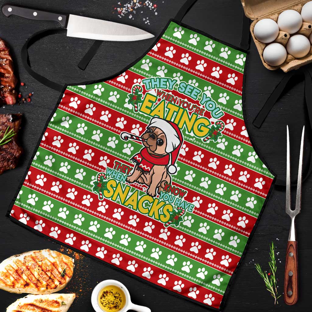 French Bulldog See You Eating Snacks Christmas Apron Xmas Holiday Patterns - Wonder Print Shop